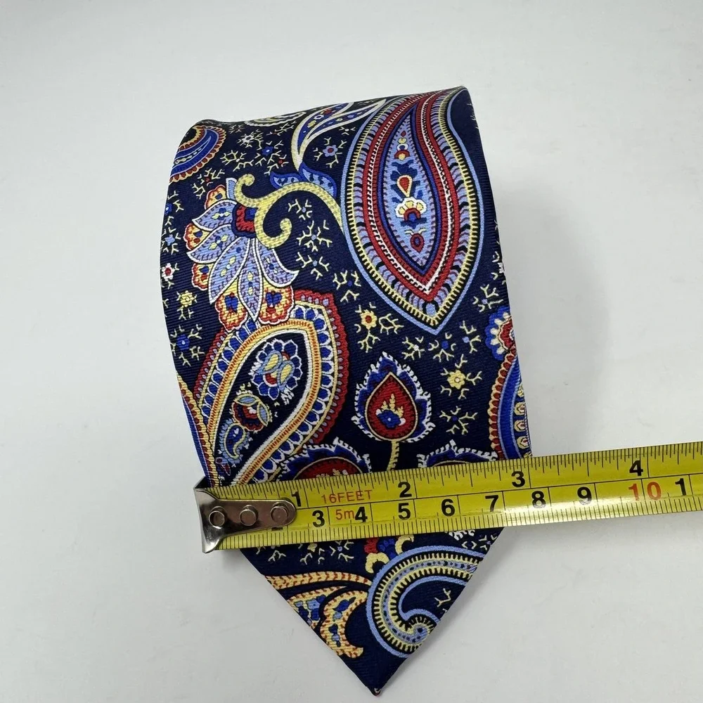 Chaps Neckties Mens Navy Paisley Silk + Navy Green Stripe Polyester Lot of 2‎